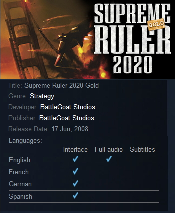 Supreme Ruler 2020 Gold Steam - Click Image to Close